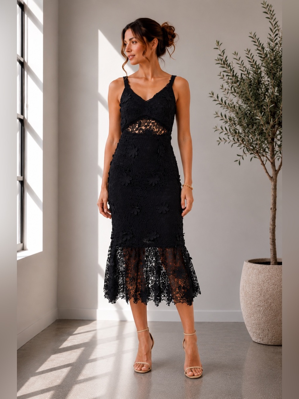 489.     The Juliette Crochet Dress in black
